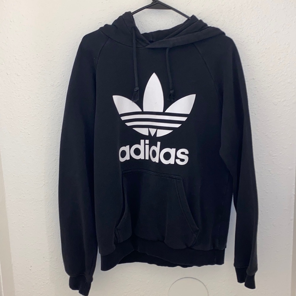 adidas black hoodie with white logo